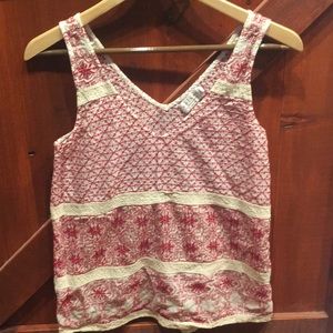 V neck cotton tank with lace